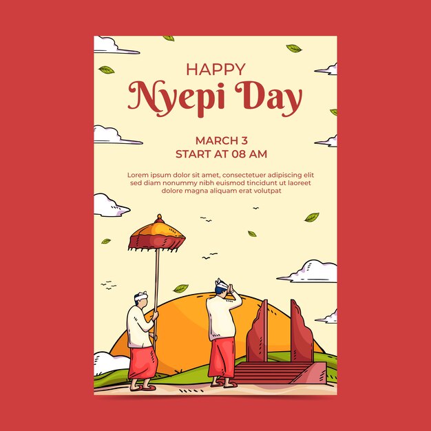 hand drawn nyepi vertical poster template