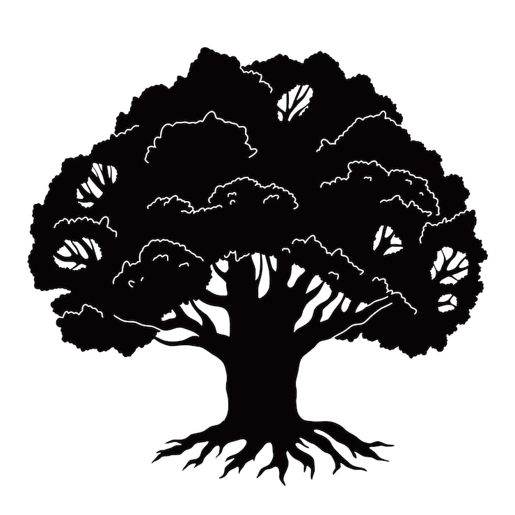 Free Vector hand drawn oak tree silhouette