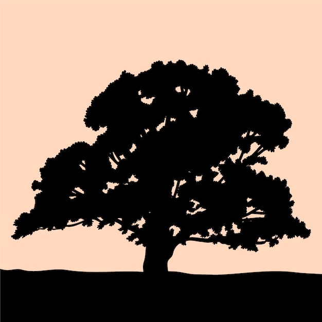 Free vector hand drawn oak tree silhouette