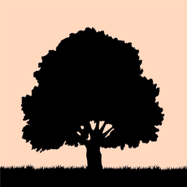 Free Vector hand drawn oak tree silhouette