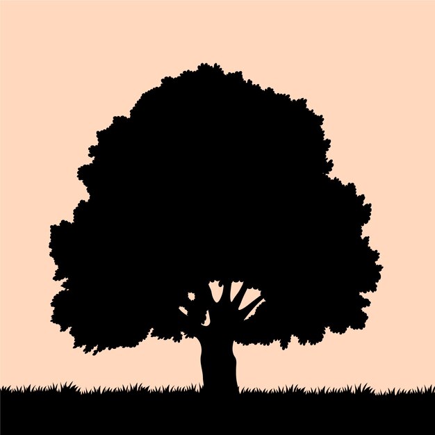 Hand drawn oak tree silhouette