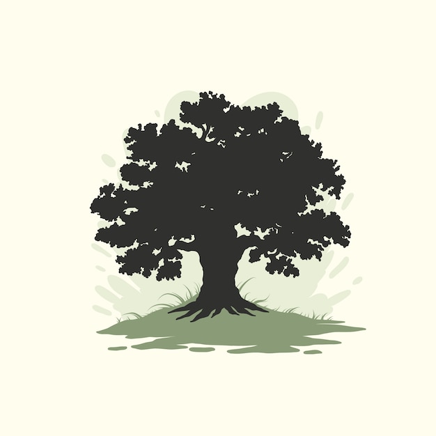 Free vector hand drawn oak tree silhouette