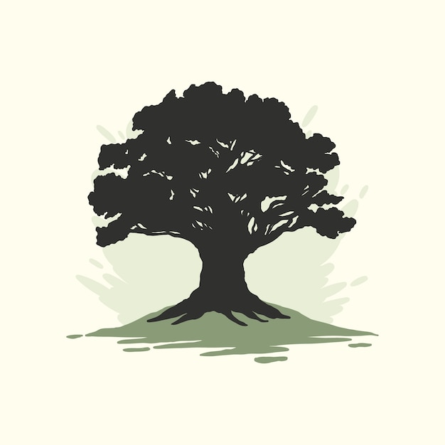 Hand drawn oak tree silhouette – Vector Templates | Free Download