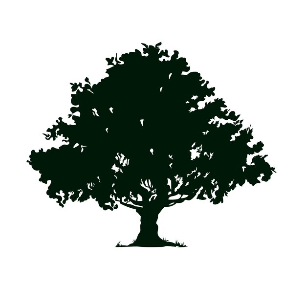 Hand drawn  oak tree silhouette