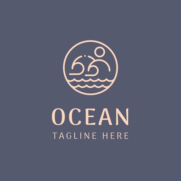Бесплатное векторное изображение Нарисованный вручную логотип океана