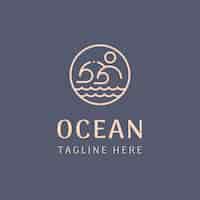 Vettore gratuito logo di vibrazioni oceaniche disegnato a mano