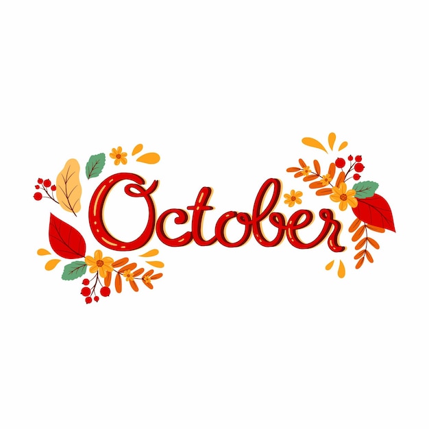 Hand drawn october lettering
