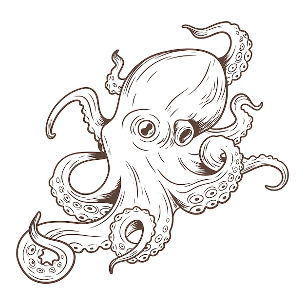 Нарисованная рукой иллюстрация рисунка осьминога