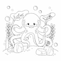 Free vector hand drawn octopus  outline illustration