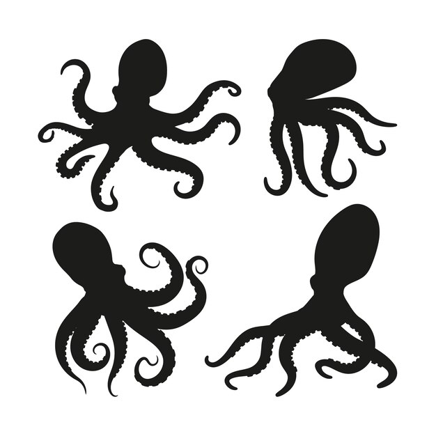 Hand drawn octopus silhouette