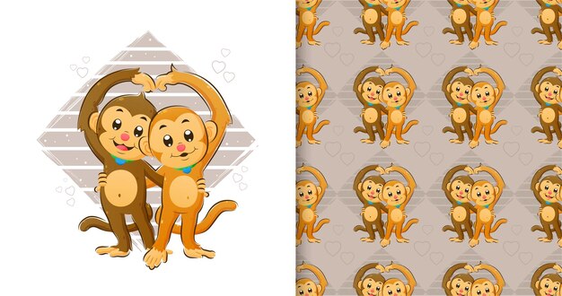 小さなかわいい猿のキャラクター プレミアムベクター