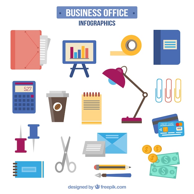 Free vector hand drawn office element collection