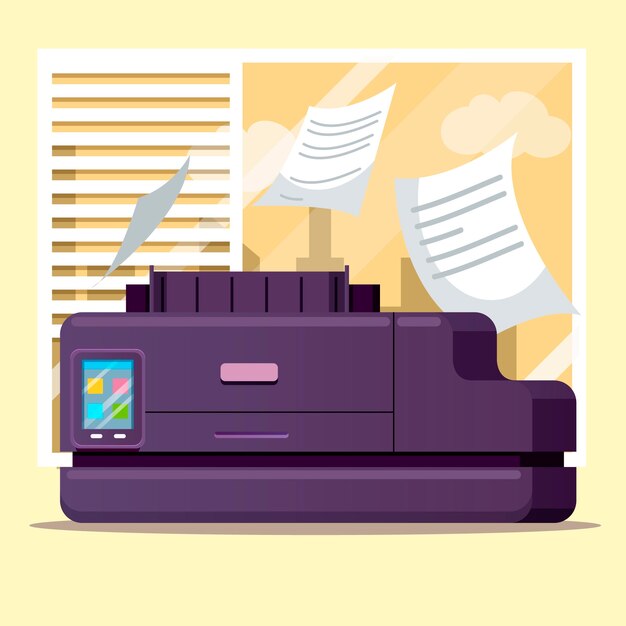 hand drawn office printer illustration