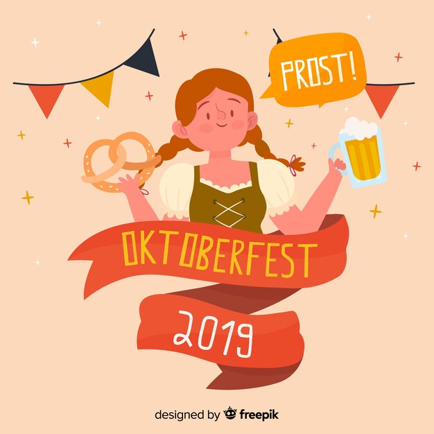 Hand drawn oktoberfest background with character