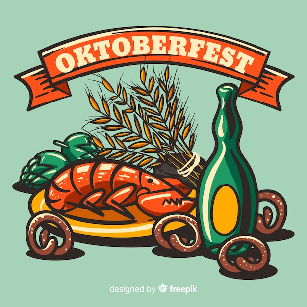 Hand drawn oktoberfest background with elements