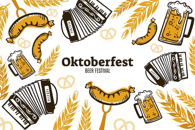 Sfondo oktoberfest disegnato a mano