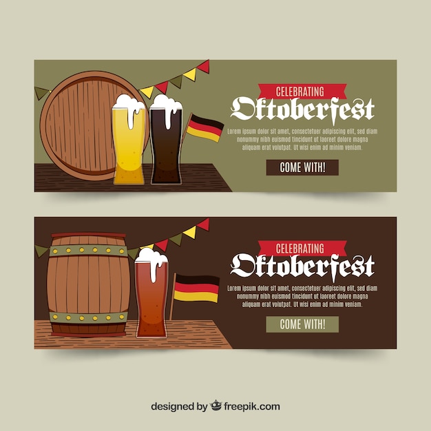 Modello di banner più oktoberfest disegnati a mano