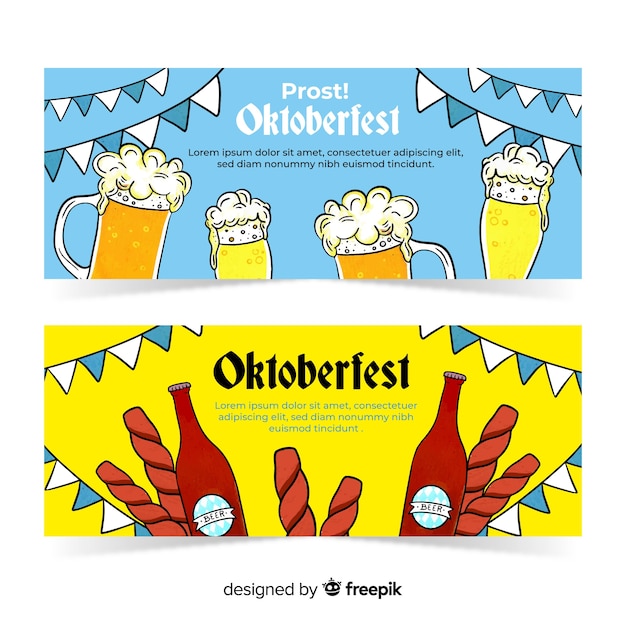 Modello di banner più oktoberfest disegnati a mano