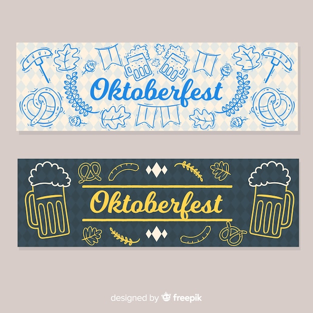 Бесплатное векторное изображение Рисованные рекламные баннеры oktoberfest