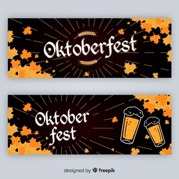 Free vector hand drawn oktoberfest banners