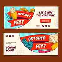 Free vector hand drawn oktoberfest banners