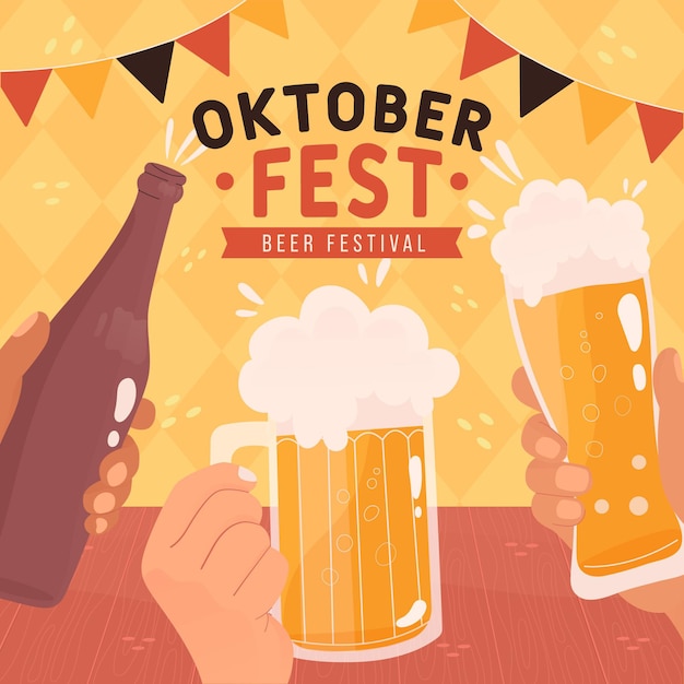 Free vector hand drawn oktoberfest concept