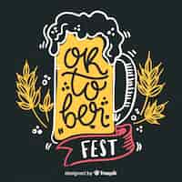 Free vector hand drawn oktoberfest draft beer close-up