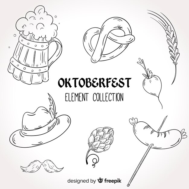 Hand drawn oktoberfest element collection