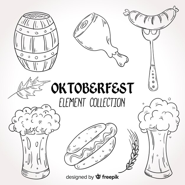 Hand drawn oktoberfest element collection