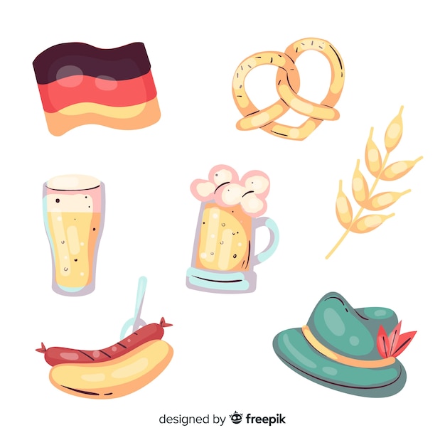 Hand drawn oktoberfest element collection