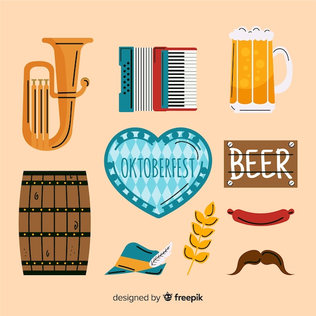 Hand drawn oktoberfest element collection