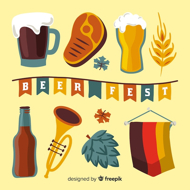 Collezione di elementi più oktoberfest disegnati a mano