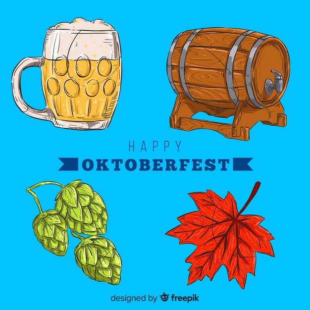 Hand drawn oktoberfest element collection