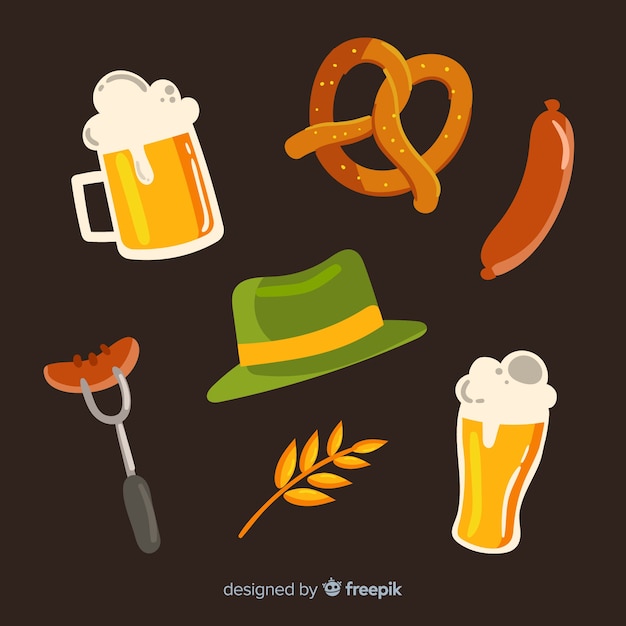 Free vector hand drawn oktoberfest element collection