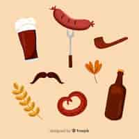 Free vector hand drawn oktoberfest element collection