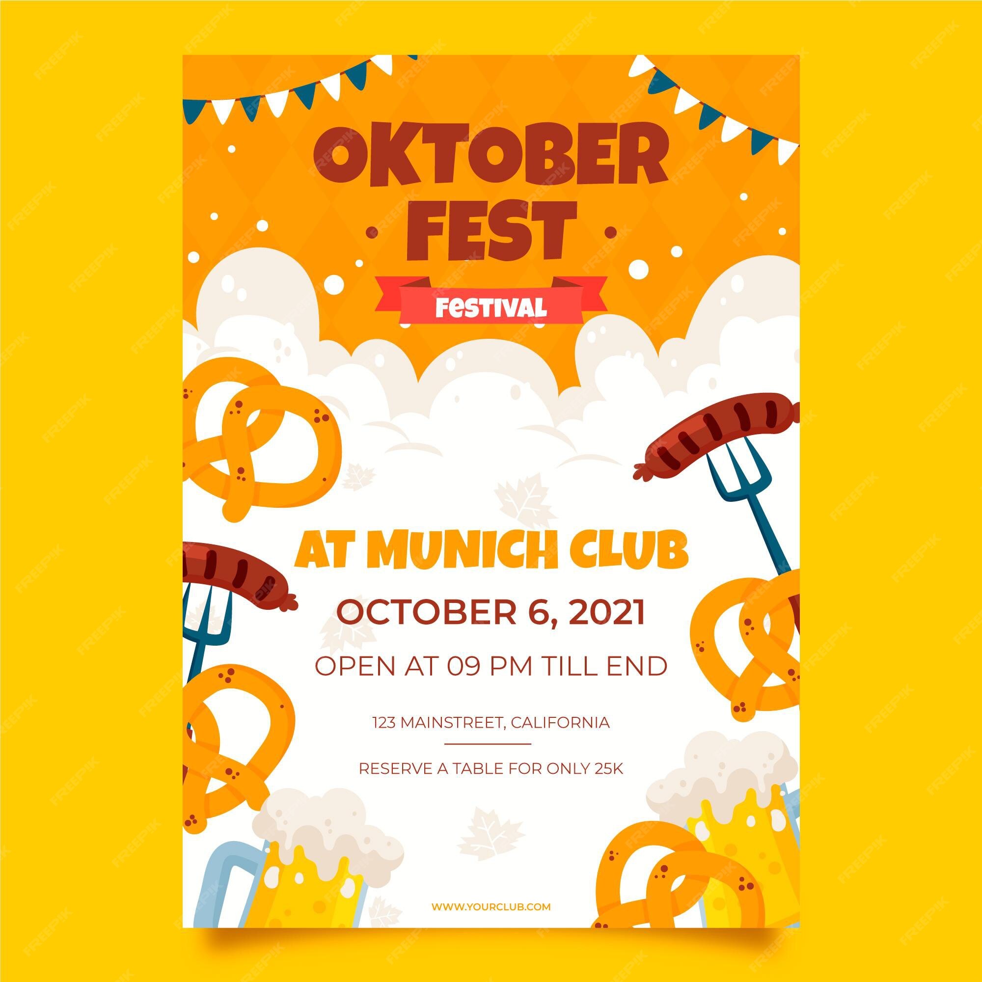 Free Vector | Hand drawn oktoberfest event poster