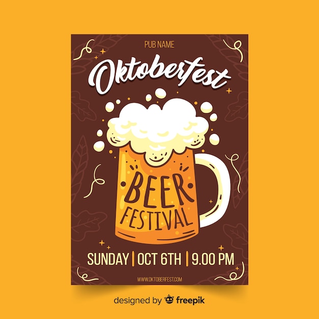 Hand drawn oktoberfest flyer template