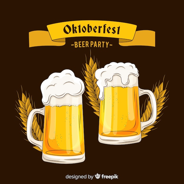 Hand drawn oktoberfest give a toast beer