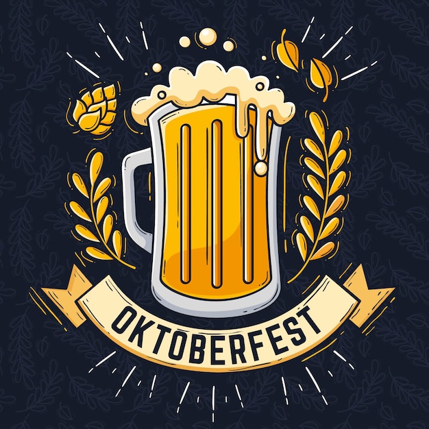 Free vector hand drawn oktoberfest illustration