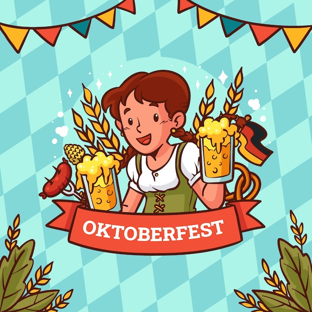 Illustrazione più oktoberfest disegnata a mano