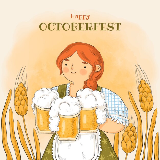 Free vector hand drawn oktoberfest illustration