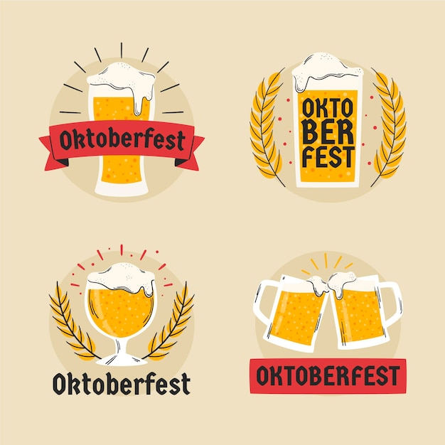 Free vector hand drawn oktoberfest labels collection