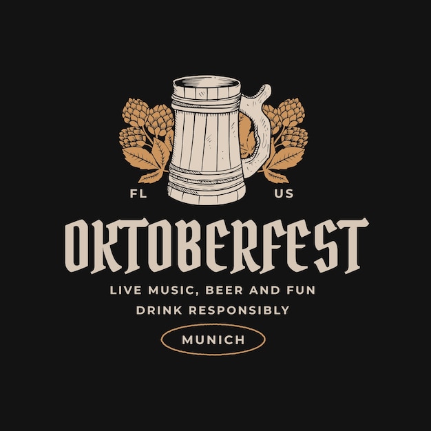 Vettore gratuito modello di logo dell'oktoberfest disegnato a mano