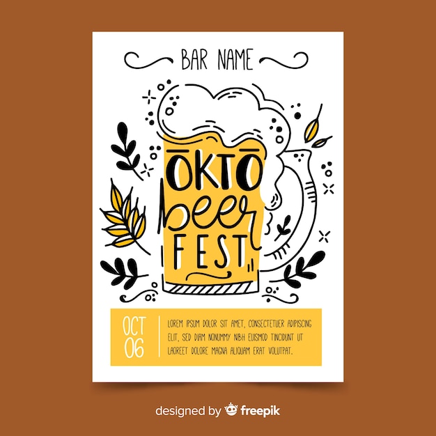 Free vector hand drawn oktoberfest poster template