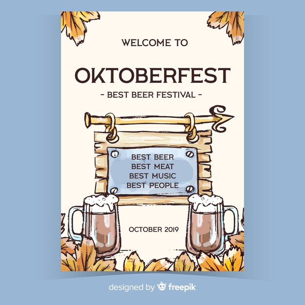 Hand drawn oktoberfest poster template