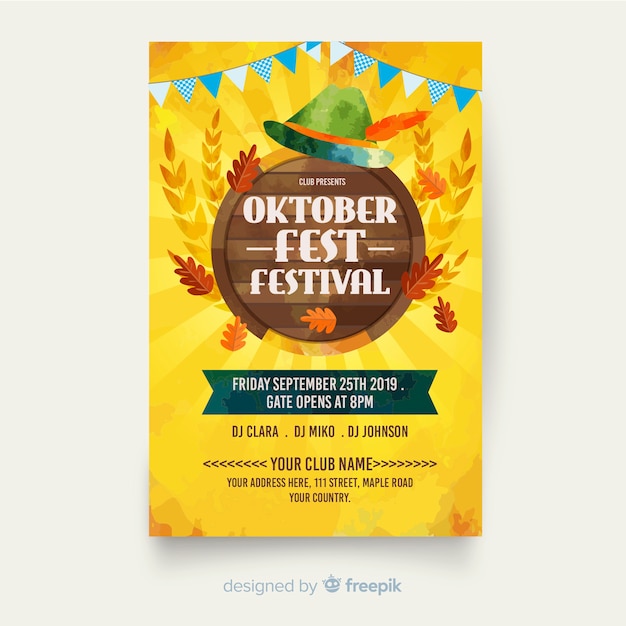 Free vector hand drawn oktoberfest poster template