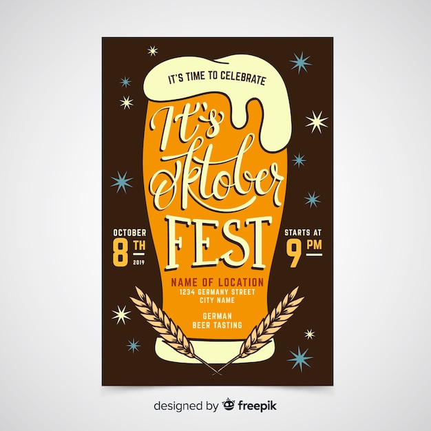 Free vector hand drawn oktoberfest poster template