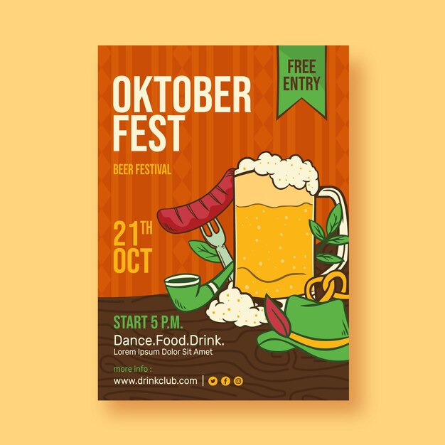 Hand drawn oktoberfest poster template