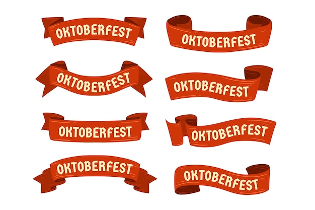 Hand drawn oktoberfest ribbons collection