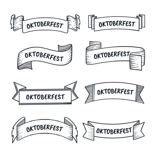 Hand drawn oktoberfest ribbons collection